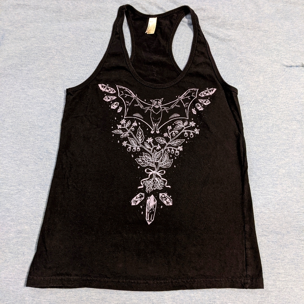 Cat Coven Bat Flying Fox Witch Crystal Racerback